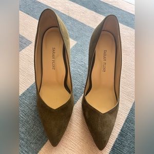 Sarah Flint Perfect Pumps 85mm olive suede NWOT